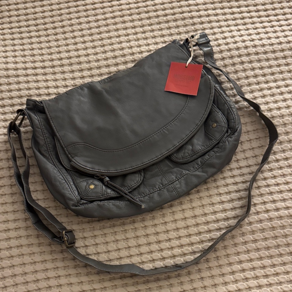 Mossimo Supply Co. Gray Leather Crossbody Shoulder Bag